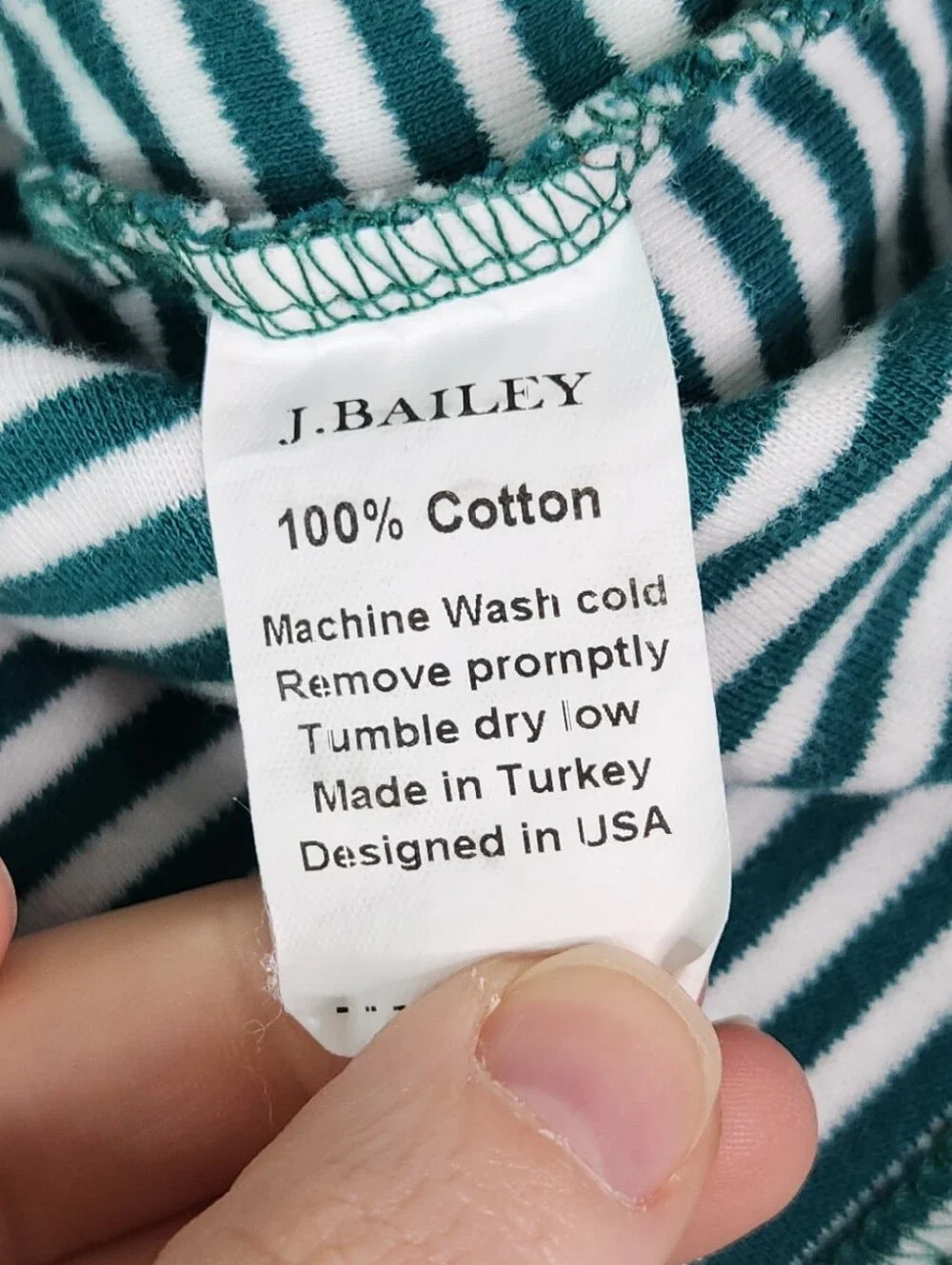 J. Bailey Green & White Striped Long Sleeve Polo